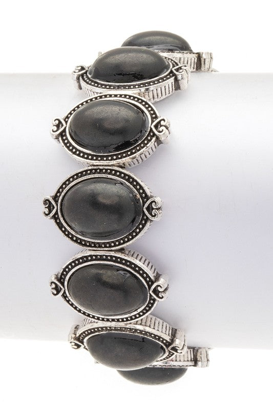 Oval Stone Western Stretch Bracelet