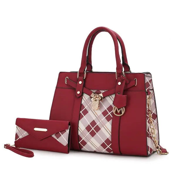 MKF Christine Plaid Satchel Bag with  Wallet MKF Collection by Mia K