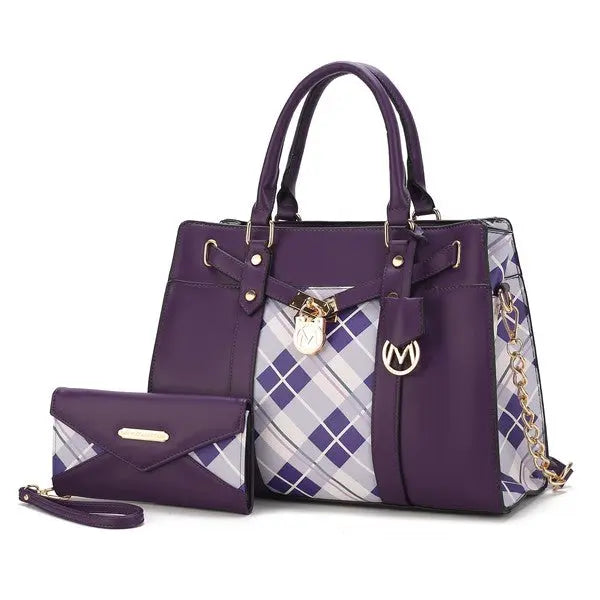 MKF Christine Plaid Satchel Bag with  Wallet MKF Collection by Mia K