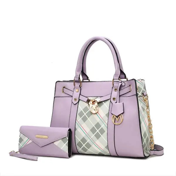 MKF Christine Plaid Satchel Bag with  Wallet MKF Collection by Mia K