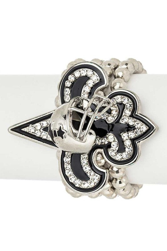 Football Helmet Fleur De Lis Stretch Bracelet