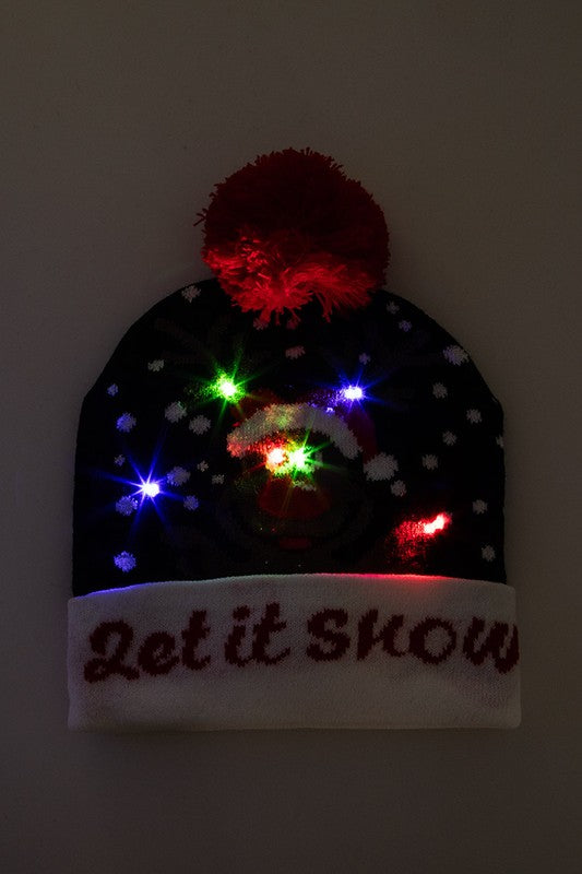 LED Christmas Light Up Beanie Set