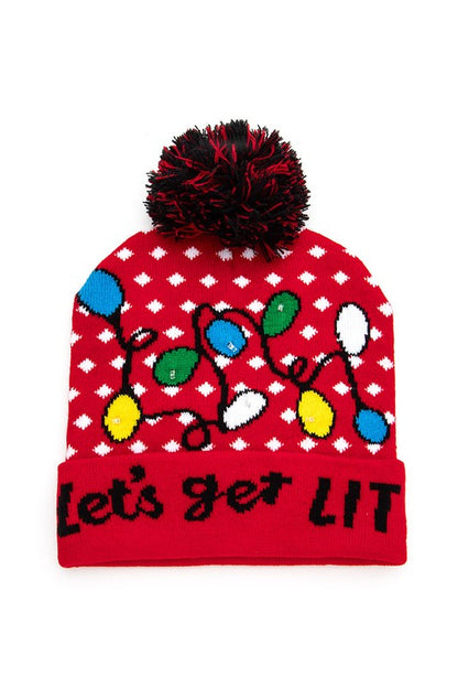 LED Christmas Light Up Beanie Set