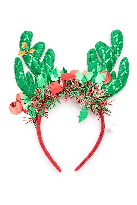 LED Light UP Reindeer Christmas Headband Set AFFLUZA.COM