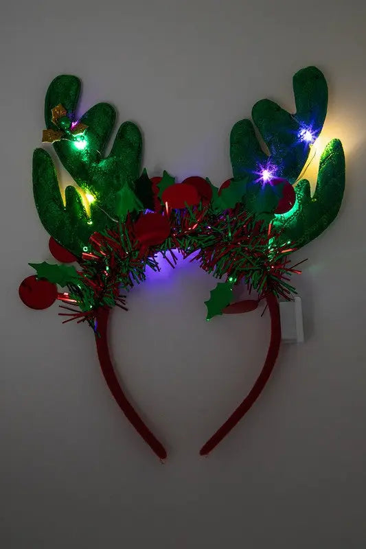 LED Light UP Reindeer Christmas Headband Set AFFLUZA.COM