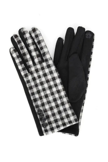 Plaid Checker Print Winter Smart Touch Gloves