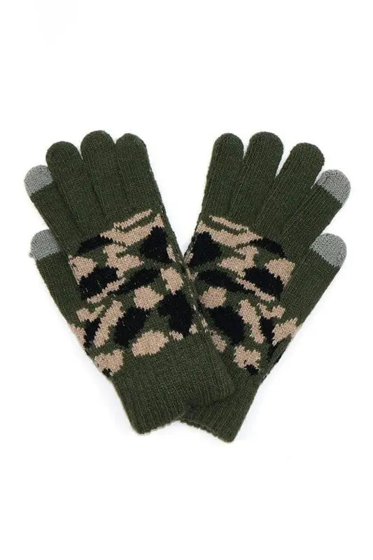 Camouflage Print Knitted Smart Gloves LA Jewelry Plaza