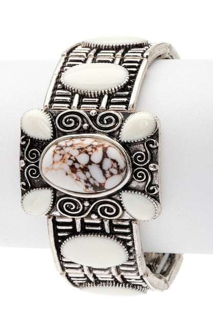 Oversize Square Western Stretch Bracelet