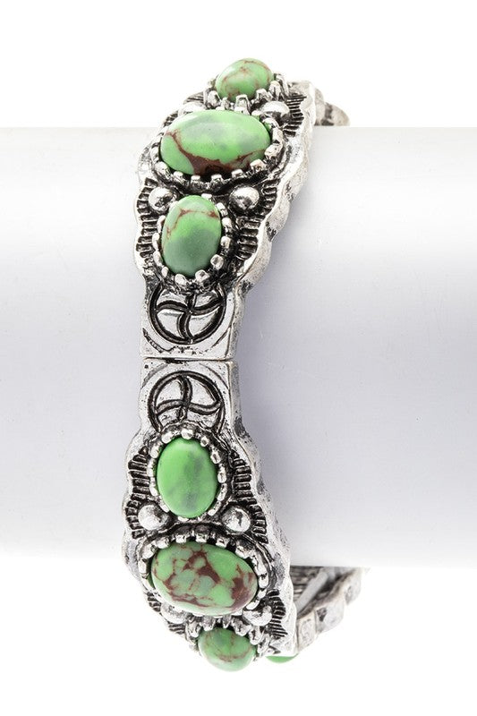 Genuine Stone Stretch Western Bracelet