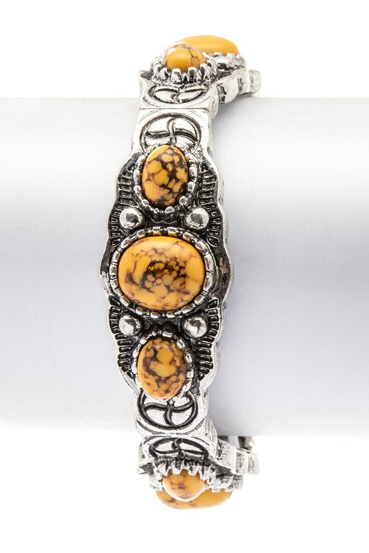 Genuine Stone Stretch Western Bracelet