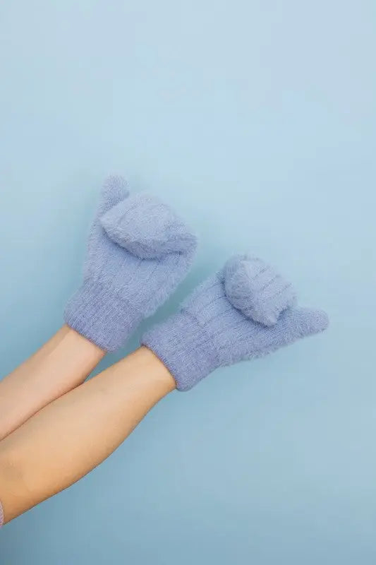 Plush Pastel Fuzzy Mittens