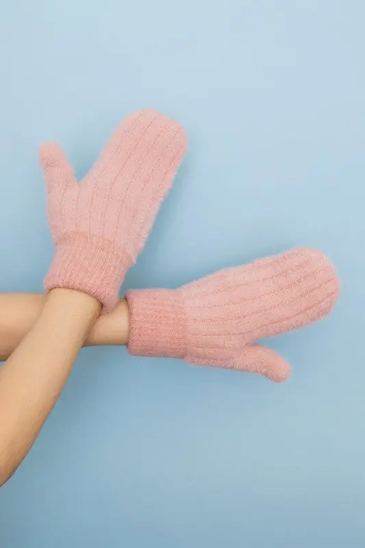 Plush Pastel Fuzzy Mittens