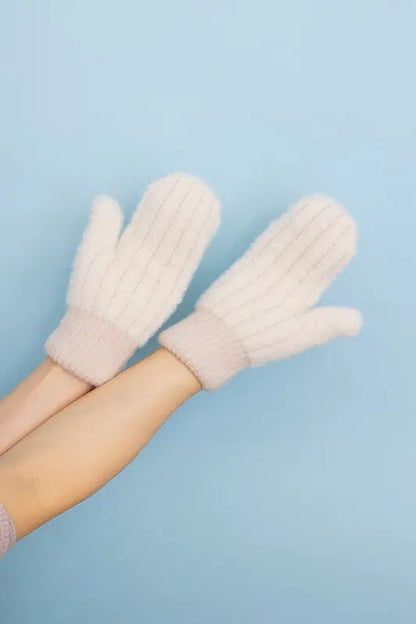 Plush Pastel Fuzzy Mittens