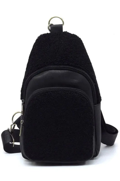 Terry Fur Sling Bag Backpack Fashion World