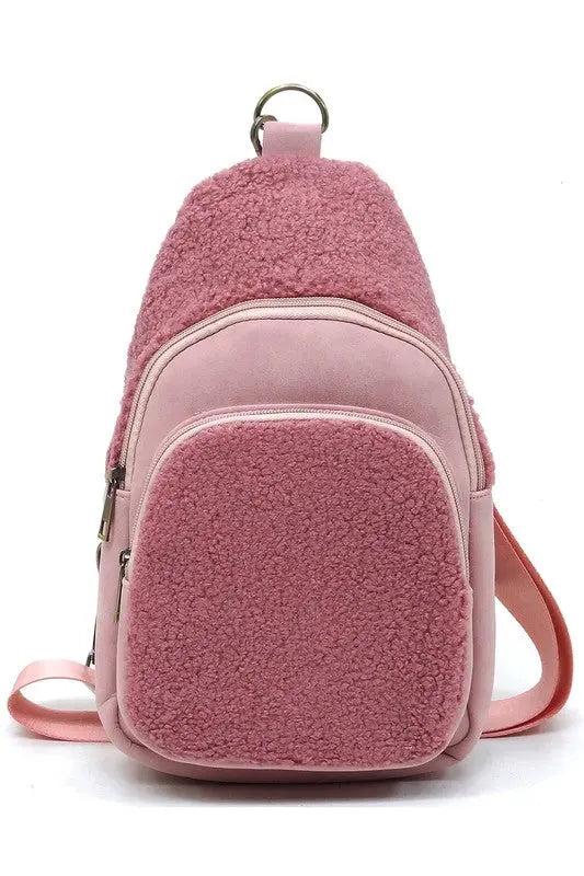 Terry Fur Sling Bag Backpack Fashion World