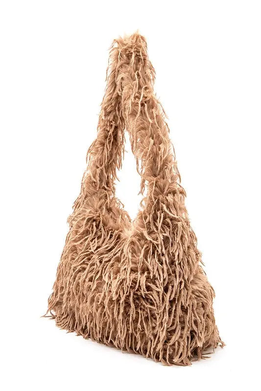 Faux Feather Hobo Slouchy Bag LA Jewelry Plaza