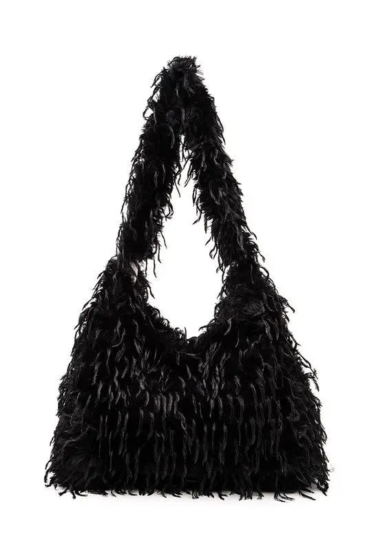 Faux Feather Hobo Slouchy Bag LA Jewelry Plaza