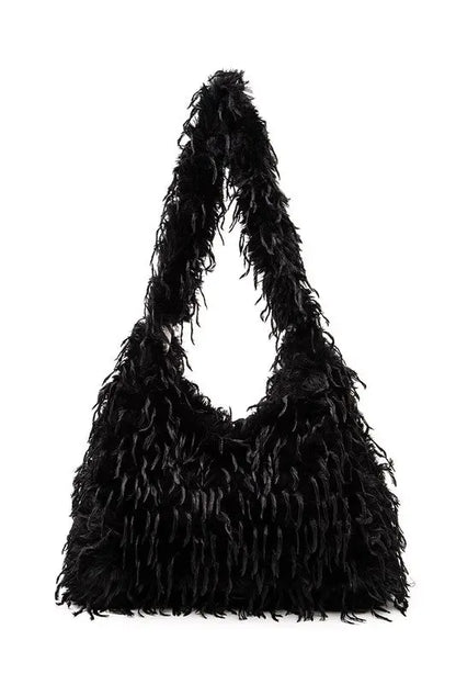 Faux Feather Hobo Slouchy Bag LA Jewelry Plaza