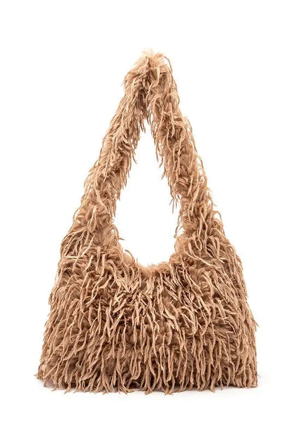 Faux Feather Hobo Slouchy Bag LA Jewelry Plaza