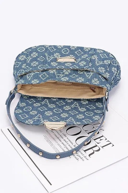 LA Jacquard Denim Fashion Shoulder Bag LA Jewelry Plaza