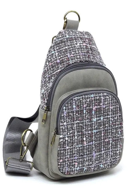 Tweed Sling Bag Backpack Fashion World