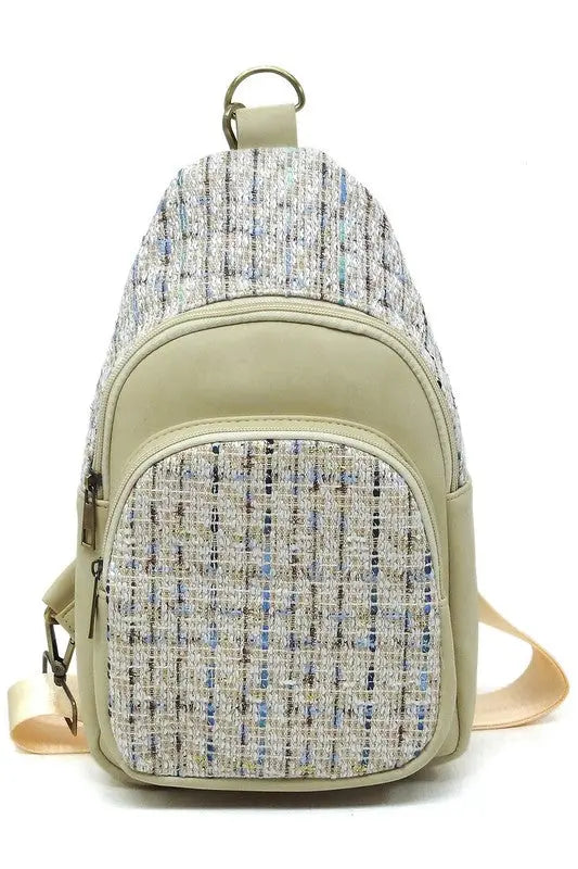 Tweed Sling Bag Backpack Fashion World