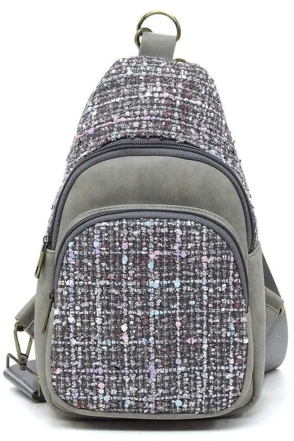 Tweed Sling Bag Backpack Fashion World