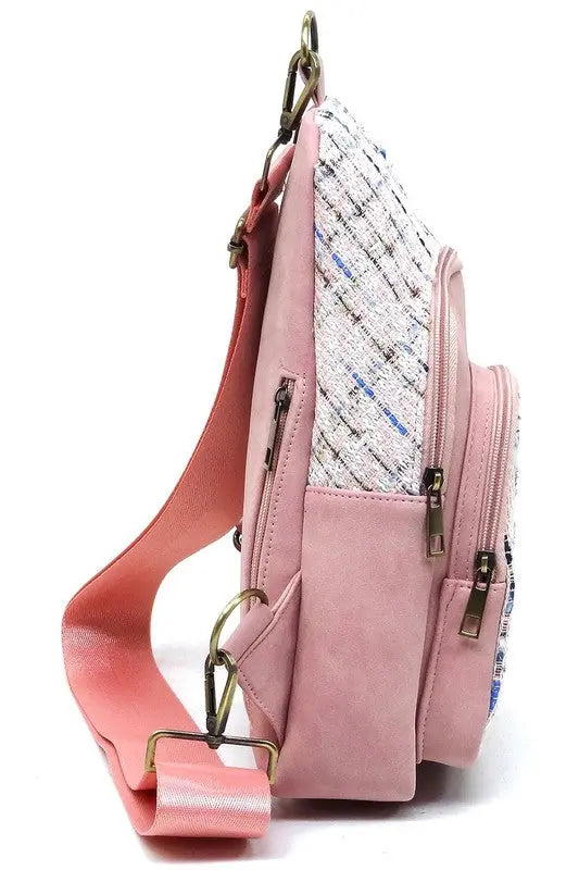 Tweed Sling Bag Backpack Fashion World