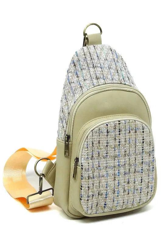 Tweed Sling Bag Backpack Fashion World