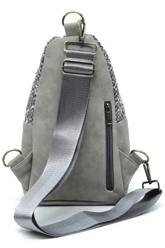 Tweed Sling Bag Backpack Fashion World