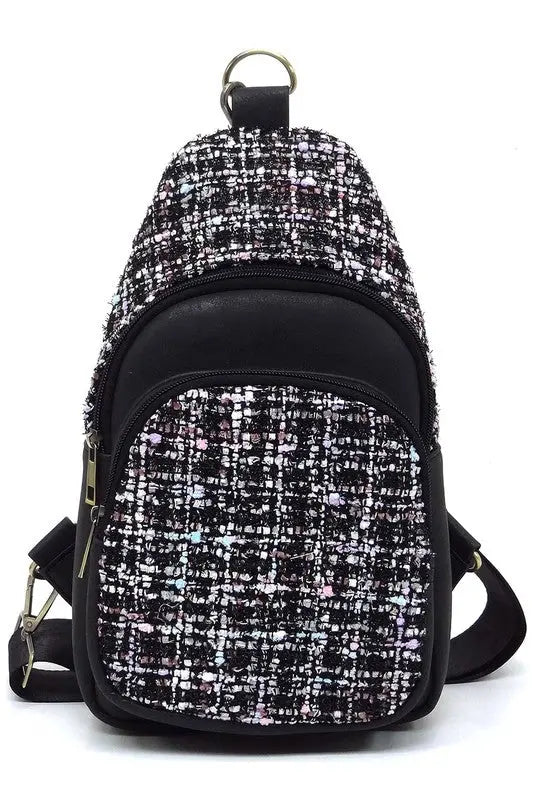 Tweed Sling Bag Backpack Fashion World