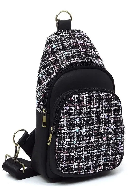 Tweed Sling Bag Backpack Fashion World