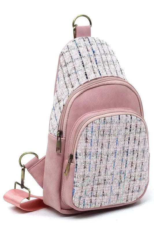 Tweed Sling Bag Backpack Fashion World