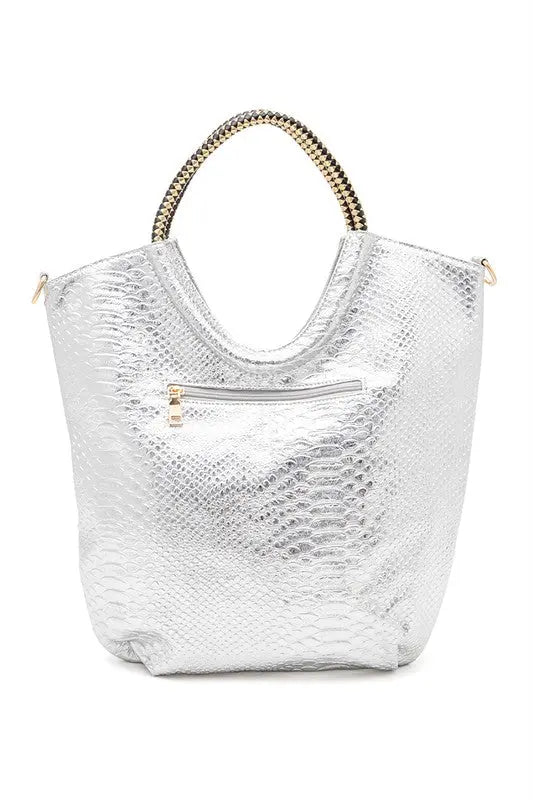 Crystal Studs Embellished Top Handle Tote Bag LA Jewelry Plaza