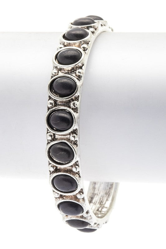 Oval Stone Pave Open Cuff