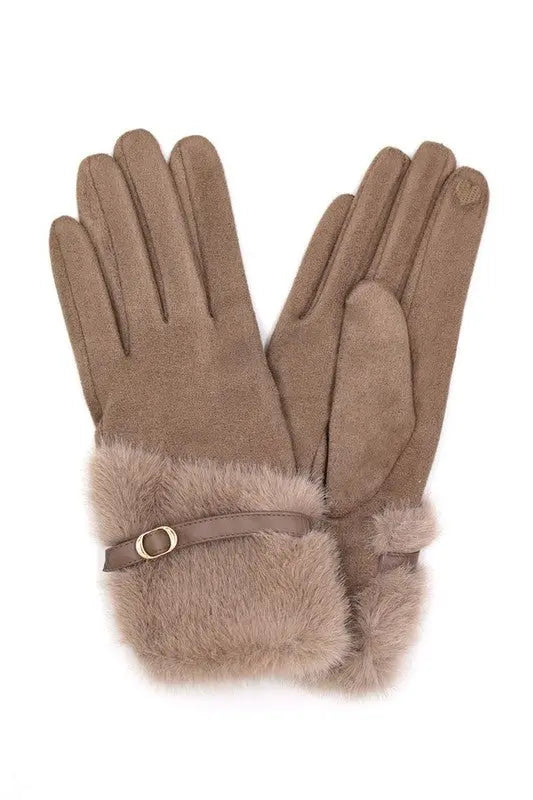 Faux Fur Ultra Suede Fashion Gloves