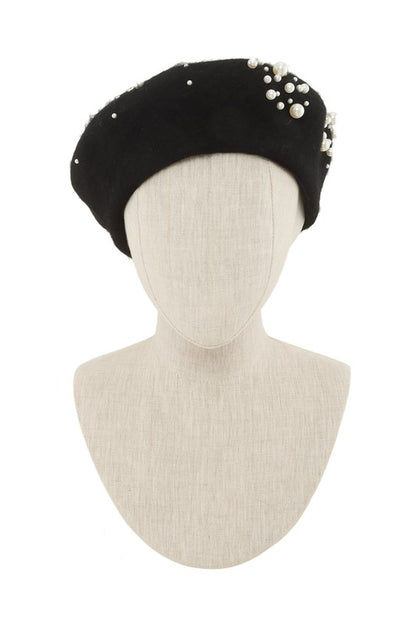 Pearl Charm Solid Wool Beret