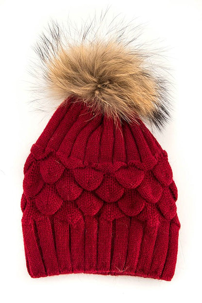 Raccoon Fur Pineapple Knit Beanies