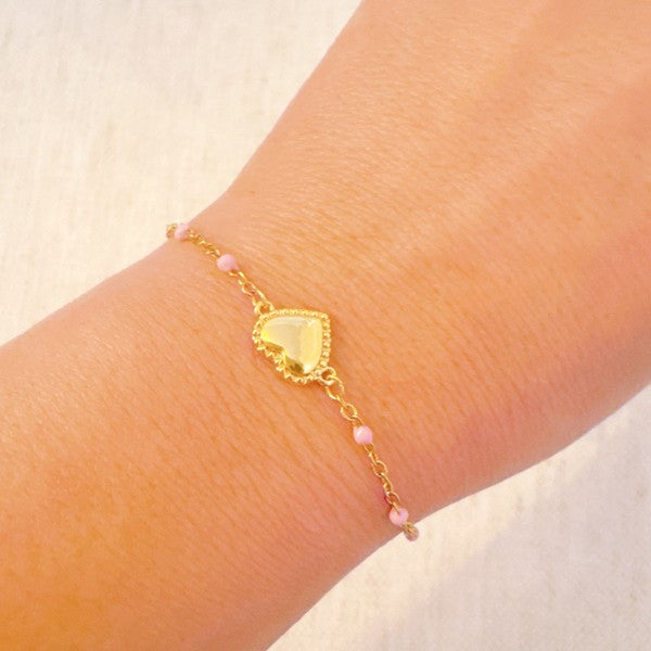 Dainty Color Dots Chain Heart Bracelet