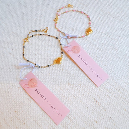 Dainty Color Dots Chain Heart Bracelet