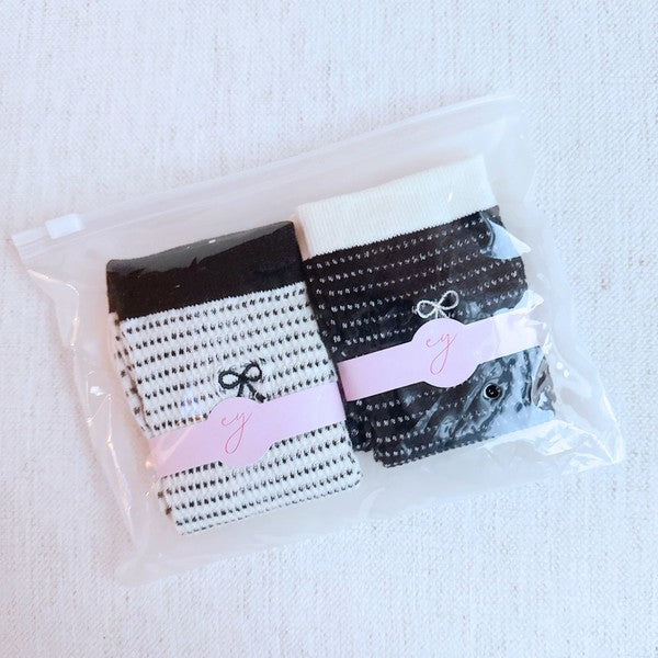 A Bow Over Stripes Socks Set Of 2