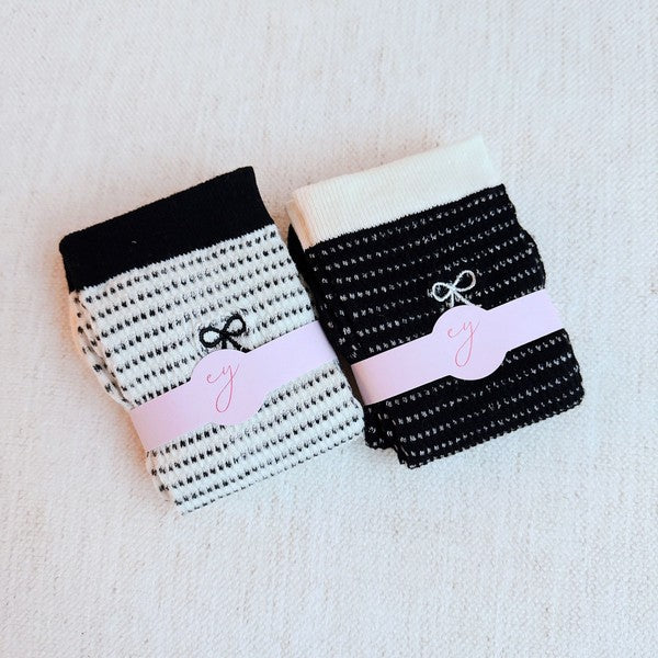 A Bow Over Stripes Socks Set Of 2