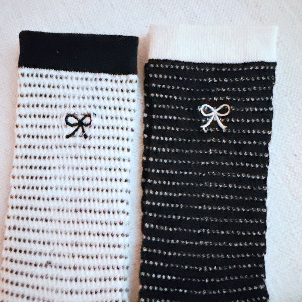 A Bow Over Stripes Socks Set Of 2