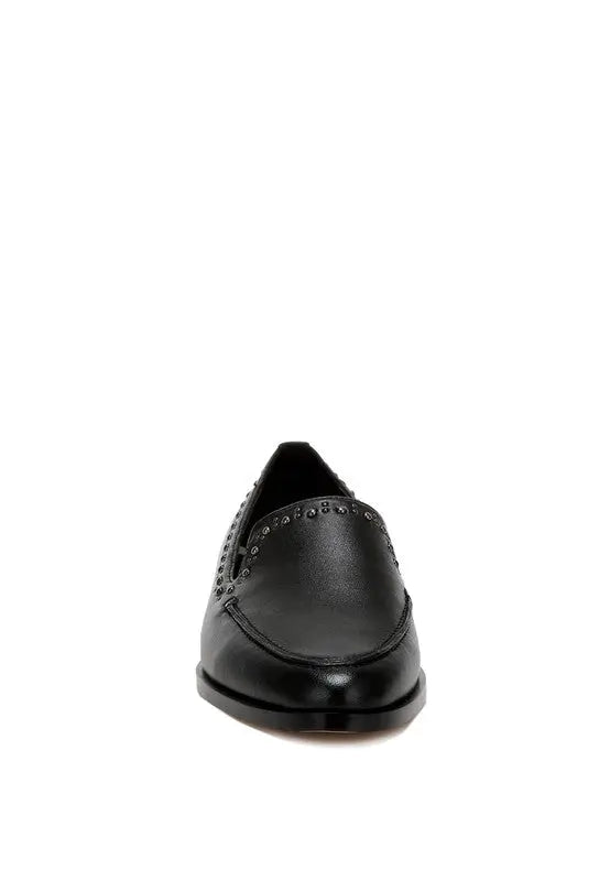 Wolferton Delicate Stud Detail Leather Loafers Rag Company