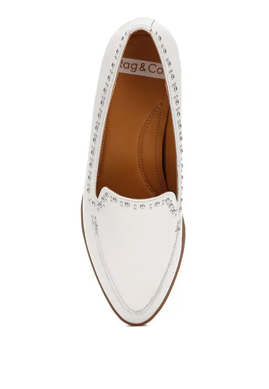 Wolferton Delicate Stud Detail Leather Loafers Rag Company