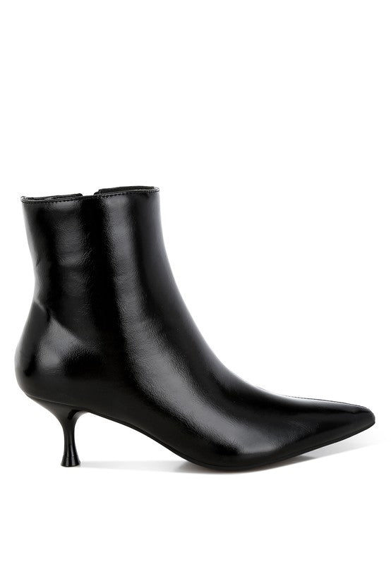 Thymus Faux Leather Kitten Heel Boots