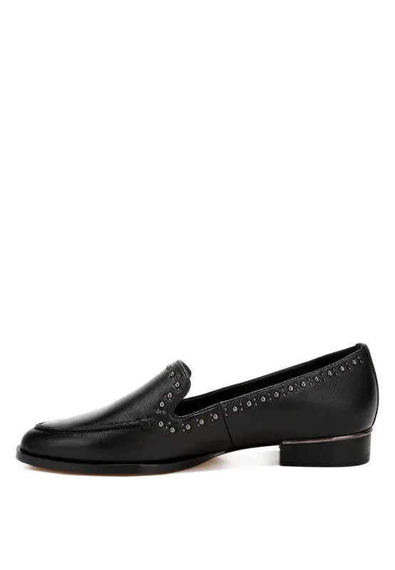 Wolferton Delicate Stud Detail Leather Loafers Rag Company