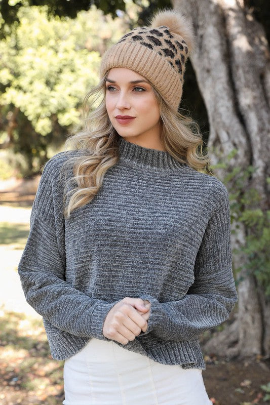 Leopard Knit Beanie