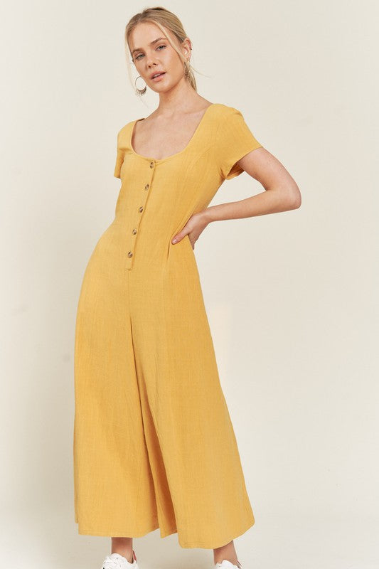 LINEN BUTTON DOWN JUMPSUIT