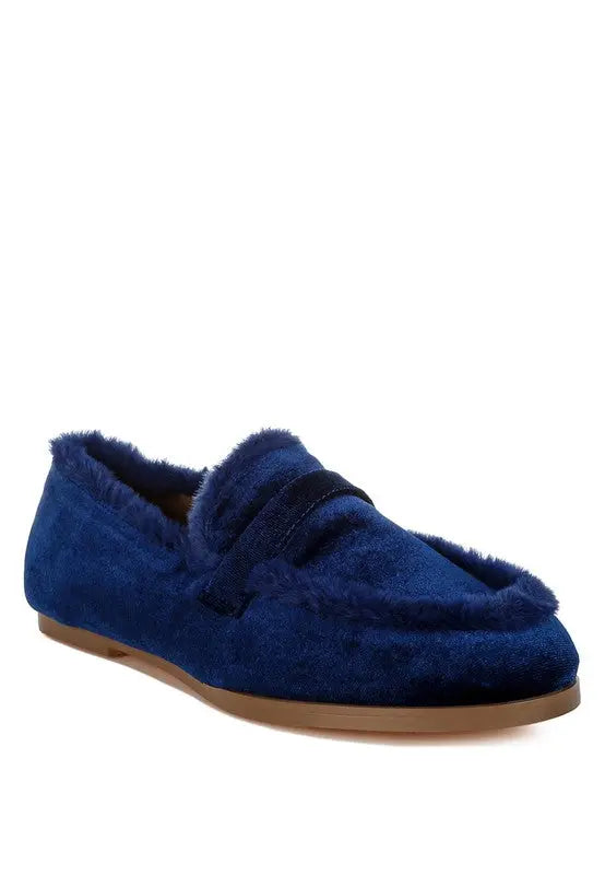 Bastian Fur Detail Velvet Loafers Rag Company